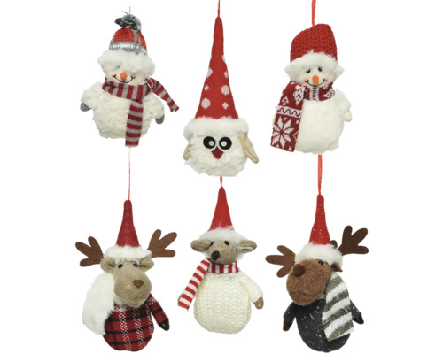 Sada ozdob na vánoční stromeček se sněhulákem, losem, sovou a medvědem