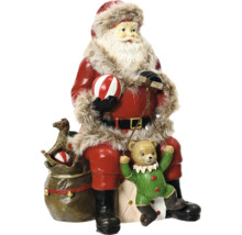 Figurka Santa Clause s pytlem hraček a dekorací medvídka
