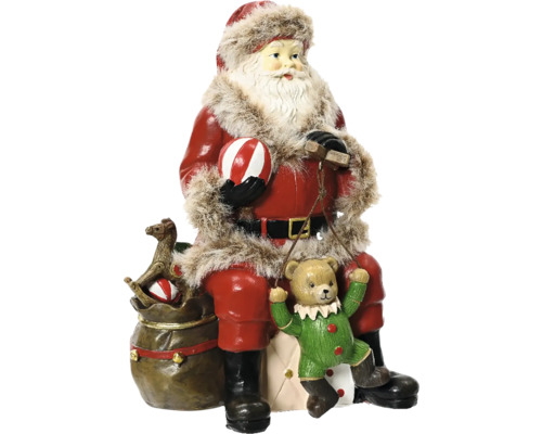 Figurka Santa Clause s pytlem hraček a dekorací medvídka
