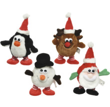 Vánoční plyšové figurky: tučňák, sob, sněhulák a Santa Claus