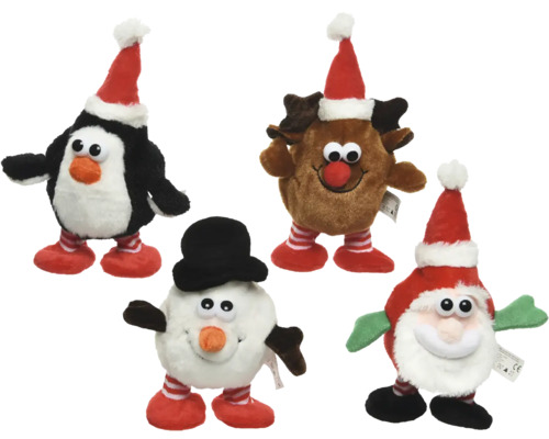 Vánoční plyšové figurky: tučňák, sob, sněhulák a Santa Claus