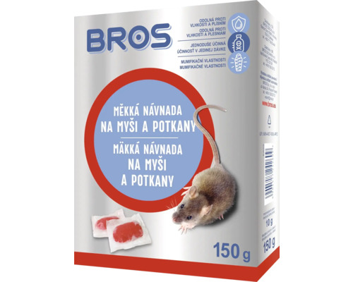 Návnada na myši a potkany měkká BROS rodenticid 150 g