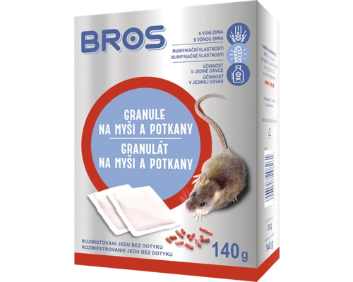 Granule na myši a potkany BROS rodenticid 7 x 20 g