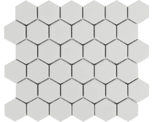 Keramická mozaika šestihran 32 x 27,9 cm matná bílá