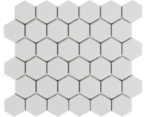 Keramická mozaika šestihran 32 x 27,9 cm matná bílá Bílá mozaiková dlaždice se šestiúhelníkovými prvky