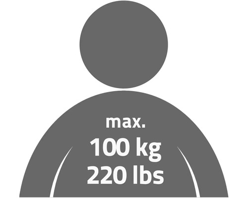 Symbol maximálního zatížení 100 kilogramů nebo 220 liber