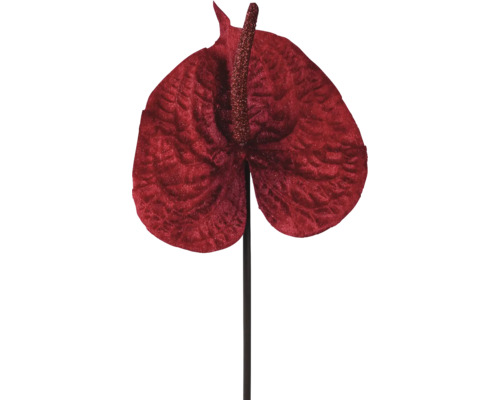 Umělá květina 66 cm červená Umělá červená anturie se stonkem