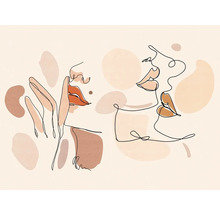 Ilustrace s ženskými tvářemi a abstraktními tvary