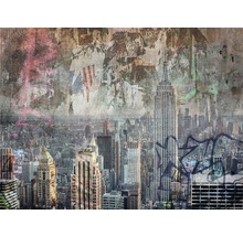 Tapeta s panoramatem New Yorku s budovou Empire State Building a graffiti