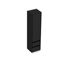 Černá vysoká skříňka s dvířky a dvěma zásuvkami