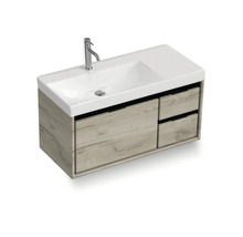 Skříňka pod umyvadlo se dvěma zásuvkami, baterií a obdélníkovým umyvadlem