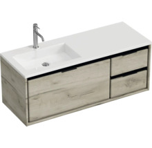 Umyvadlo se dvěma zásuvkami a baterií