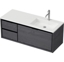 Umyvadlo se skříňkou, dvě zásuvky, baterie a obdélníkové umyvadlo