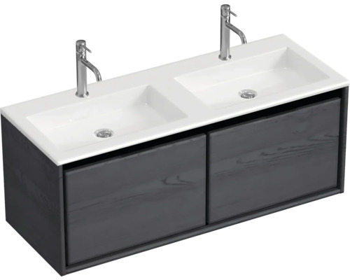 Skříňka pod umyvadlo se dvěma umyvadly a dvěma zásuvkami