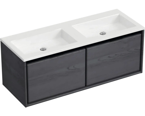 Skříňka pod umyvadlo se dvěma umyvadly a dvěma zásuvkami