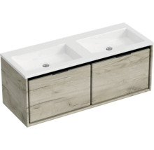 Skříňka pod umyvadlo s dvojitým umyvadlem a dvěma zásuvkami