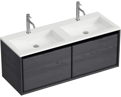 Dvojité umyvadlo se skříňkou a dvěma bateriemi