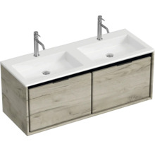 Dvojité umyvadlo se dvěma umyvadly a spodní skříňkou