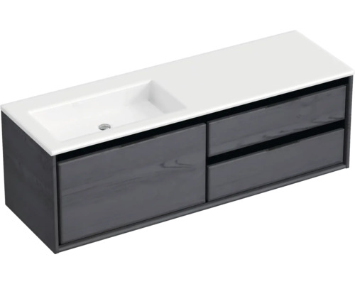 Skříňka pod umyvadlo se dvěma zásuvkami a zapuštěným umyvadlem