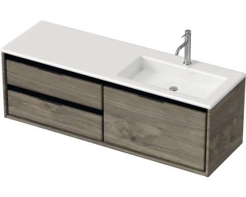 Umyvadlo s umyvadlovou skříňkou, umyvadlem, baterií a zásuvkami