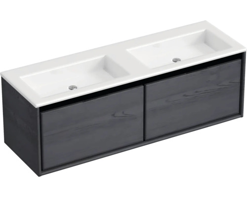 Skříňka pod umyvadlo s dvojitým umyvadlem a dvěma zásuvkami