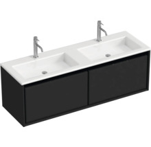 Skříňka pod umyvadlo se dvěma umyvadly a vodovodními bateriemi