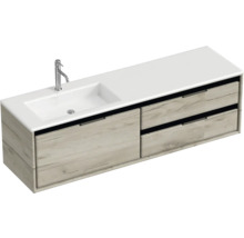 Umyvadlo se skříňkou, dřevěný dekor a umyvadlo na desku