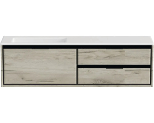 Skříňka pod umyvadlo s umyvadlem a třemi zásuvkami