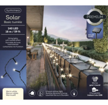 Světelný řetěz se solárním panelem, 240 LED, délka 18 metrů, s blikajícím efektem