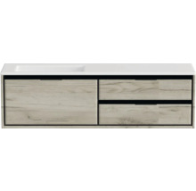 Skříňka pod umyvadlo se zásuvkami a dřevěným dekorem