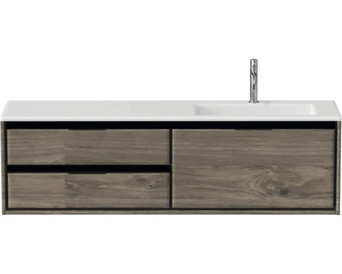 Souprava koupelnového nábytku Sanox Loft ŠxVxH 160,5 x 47 x 45,5 cm barva čela espresso 2dílná s umyvadlem z minerální litiny umyvadlo pravé Skříňka pod umyvadlo s umyvadlem a baterií