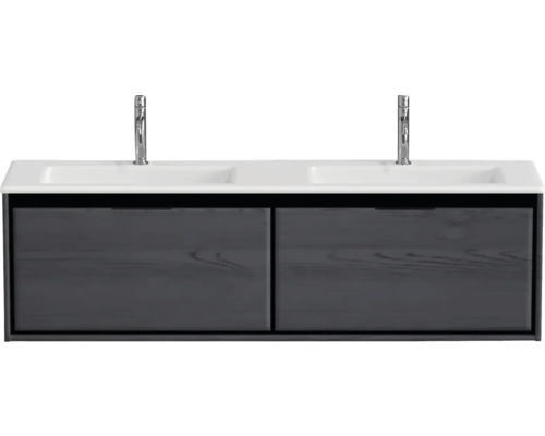 Skříňka pod umyvadlo se dvěma umyvadly a dvěma bateriemi