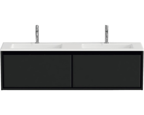 Skříňka pod umyvadlo se dvěma umyvadly a dvěma bateriemi