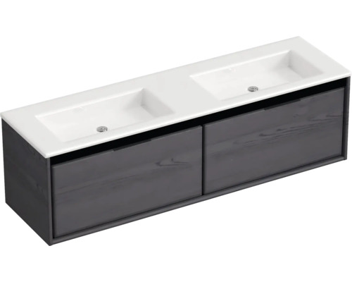 Skříňka pod umyvadlo se dvěma umyvadly a dvěma zásuvkami