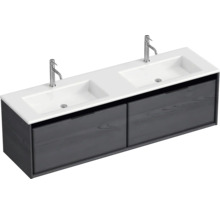 Dvojité umyvadlo se dvěma umyvadly a spodní skříňkou se zásuvkami