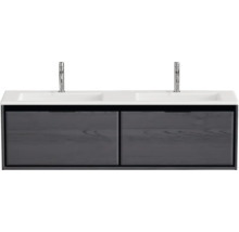 Skříňka pod dvojité umyvadlo se dvěma umyvadly a dvěma vodovodními bateriemi