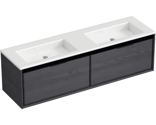 Skříňka pod umyvadlo se dvěma umyvadly a dvěma zásuvkami