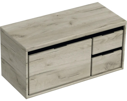 Skříňka pod umyvadlo se dvěma zásuvkami v dřevěném dekoru