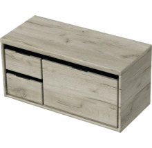 Skříňka pod umyvadlo se dvěma zásuvkami v designu dřeva