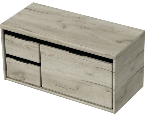 Skříňka pod umyvadlo se dvěma zásuvkami v designu dřeva