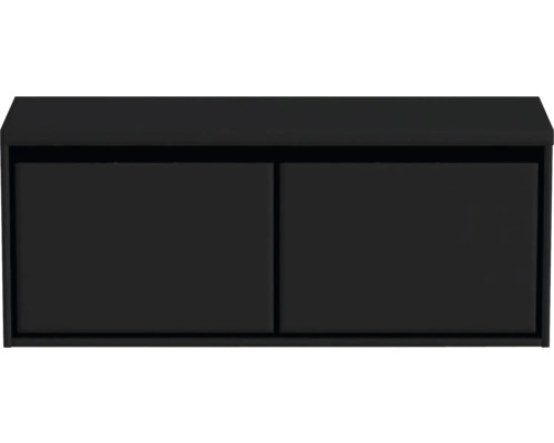 Černá skříňka pod umyvadlo se dvěma dvířky do koupelny