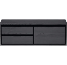 Šedá skříňka pod umyvadlo se dvěma zásuvkami a jedněmi dvířky