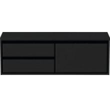 Černá skříňka pod umyvadlo se dvěma zásuvkami a jedněmi dvířky