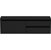 Černá skříňka pod umyvadlo s jednou skříňkou a dvěma zásuvkami