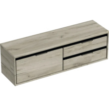 Závěsná skříňka pod umyvadlo se dvěma zásuvkami ve vzhledu dřeva