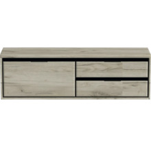 Závěsná skříňka pod umyvadlo se zásuvkami ve vzhledu dřeva