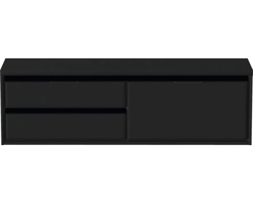 Černá skříňka pod umyvadlo se dvěma zásuvkami a jedněmi dvířky