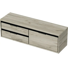 Závěsná skříňka pod umyvadlo se třemi zásuvkami ve vzhledu dřeva