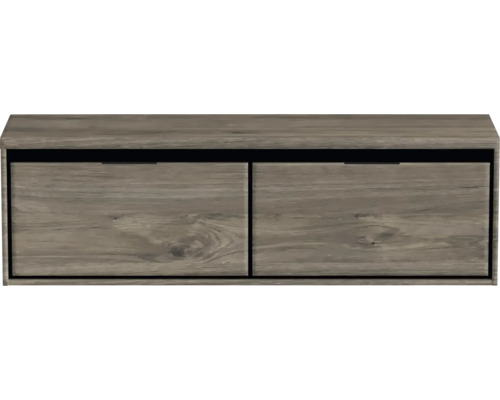 Závěsná spodní skříňka se dvěma zásuvkami ve vzhledu dřeva