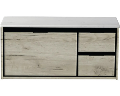 Koupelnová skříňka pod umyvadlo Sanox Loft craft oak 101 x 47 x 46 cm Skříňka pod umyvadlo se dvěma zásuvkami a umyvadlovou deskou